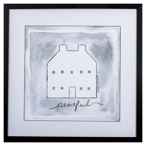 Gray Black and White Peaceful House Wall Art