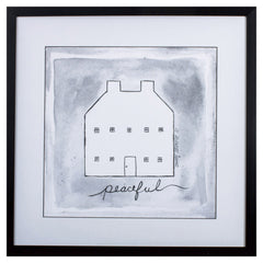 Gray Black and White Peaceful House Wall Art