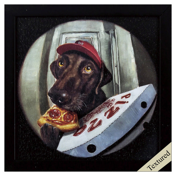 Quirky Pizza Puppy Textured Wall Art