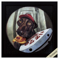Quirky Pizza Puppy Textured Wall Art