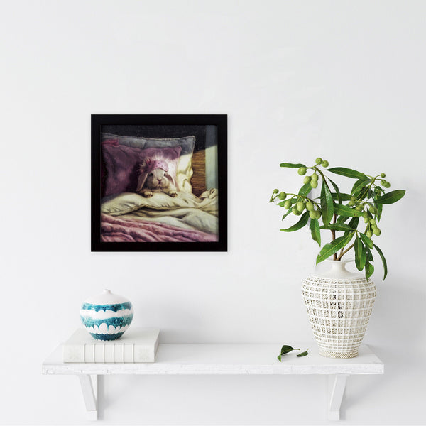 Quirky Bed Hare Don't Care Textured Wall Art