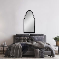 Black Boho Tall Scalloped Wall Mirror