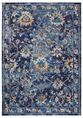 5' x 8' Blue and Gold Jacobean Area Rug
