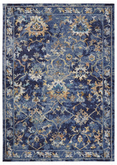 8' x 10' Blue and Gold Jacobean Area Rug