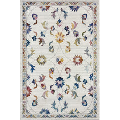 8' x 10' Ivory Jacobean Pattern Area Rug