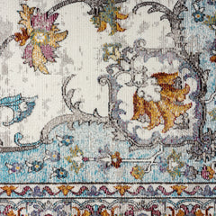 5' x 8' Blue and Ivory Center Medallion Area Rug