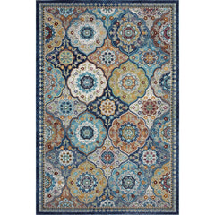 5' x 8' Blue Trellis Mosaic Area Rug