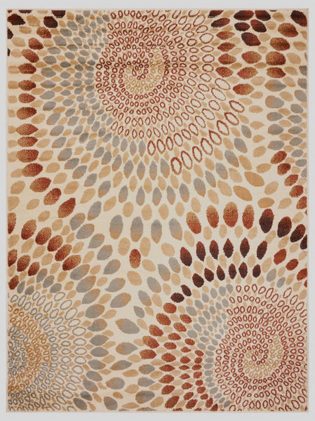 5' x 7' Cream and Brown Swirls Area Rug