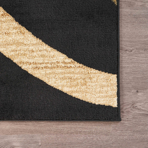 5' x 7' Black Abstract Geometric Area Rug