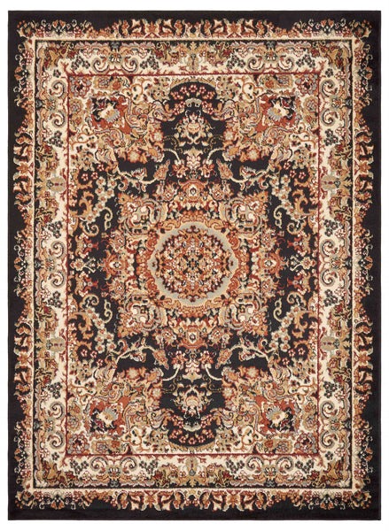 7' x 9' Black Royal Medallion Area Rug