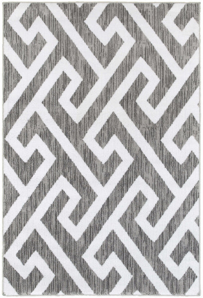 5' x 7' Gray Greek Key Pattern Area Rug