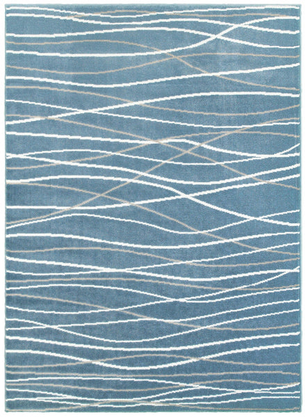 9' x 12' Blue Contemporary Waves Area Rug