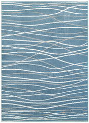 9' x 12' Blue Contemporary Waves Area Rug