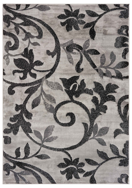 5' x 7' Gray Filigree Vines Area Rug