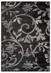 5' x 7' Black Filigree Vines Area Rug