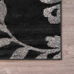 9' x 12' Black Filigree Vines Area Rug