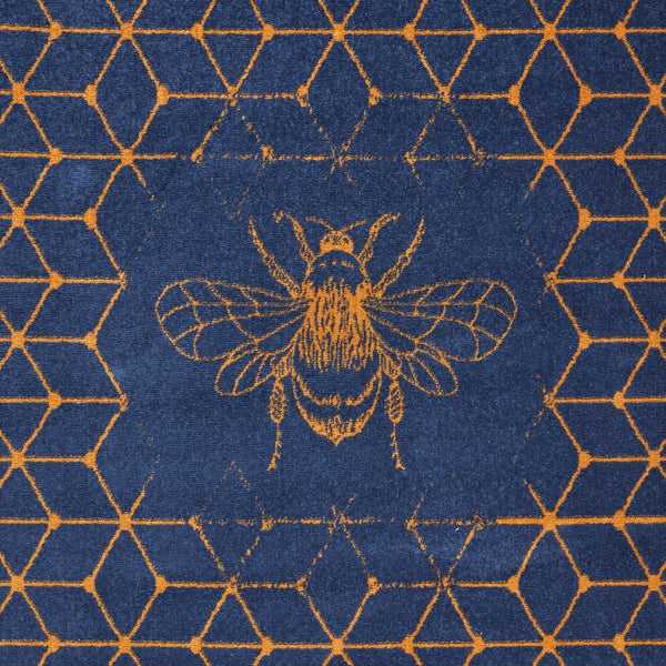 8' x 9' Navy and Orange Honeybee Area Rug