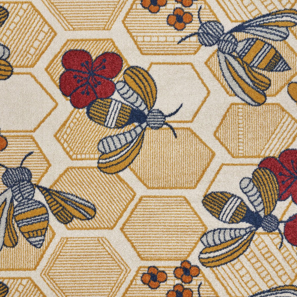 5' x 7' Gold and Ivory Bustling Bee Area Rug