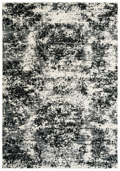 5' x 7' Black and White Abstract Area Rug