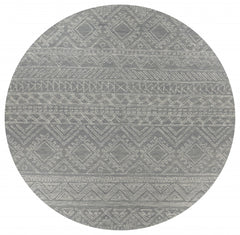8' Round Light Gray Boho Chic Area Rug