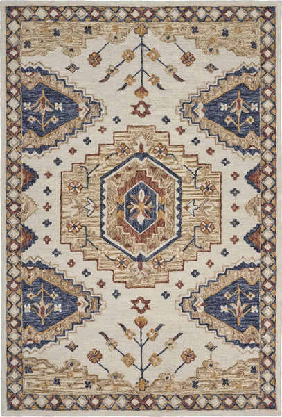 3' x 5' Gold and Blue Boho Chic Area Rug