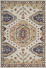 5' x 7' Gold and Blue Boho Chic Area Rug