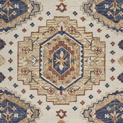 5' x 7' Gold and Blue Boho Chic Area Rug