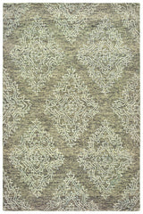 5' x 8' Khaki and White Damask Area Rug