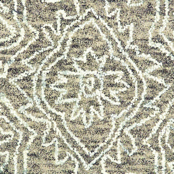 5' x 8' Khaki and White Damask Area Rug
