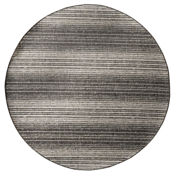 8' Round Gray Gradient Indoor Outdoor Area Rug