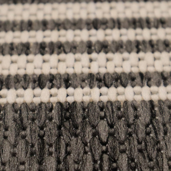 8' Round Gray Striped Indoor Outdoor Area Rug