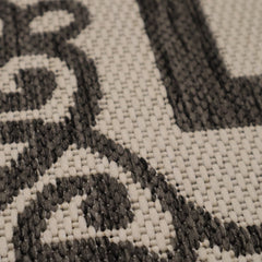 8' Round Cream Ornate Border Indoor Outdoor Area Rug