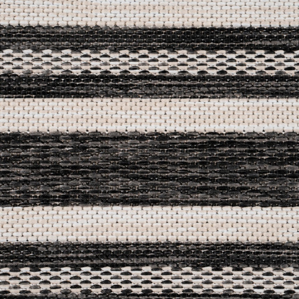 3' x 5' Gray Striped Border Indoor Outdoor Area Rug
