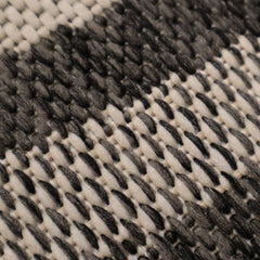 8' Round Gray Stripe Border Indoor Outdoor Area Rug