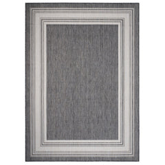 5' x 7' Gray Framed Indoor Outdoor Area Rug