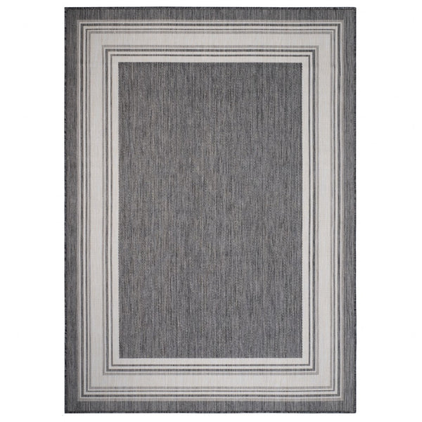 8' x 10' Gray Framed Indoor Outdoor Area Rug