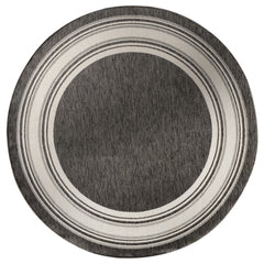 8' Round Black Framed Indoor Outdoor Area Rug