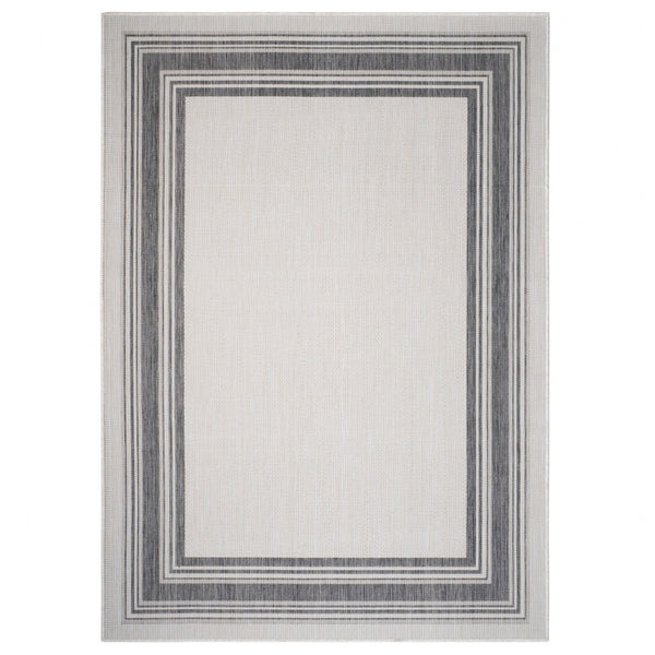 8' x 10' Light Gray Framed Indoor Outdoor Area Rug