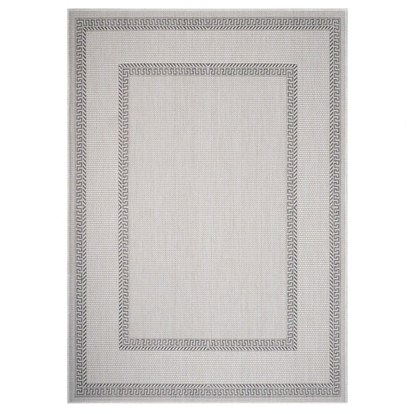 3' x 5' Gray Double Border Indoor Outdoor Area Rug