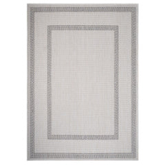 8' x 10' Cream Double Border Indoor Outdoor Area Rug