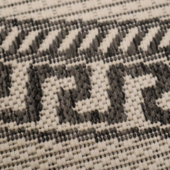 8' Round Cream Double Border Indoor Outdoor Area Rug