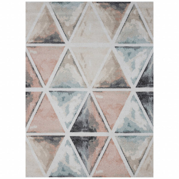8' x 10' Ivory Watercolored Prism Area Rug