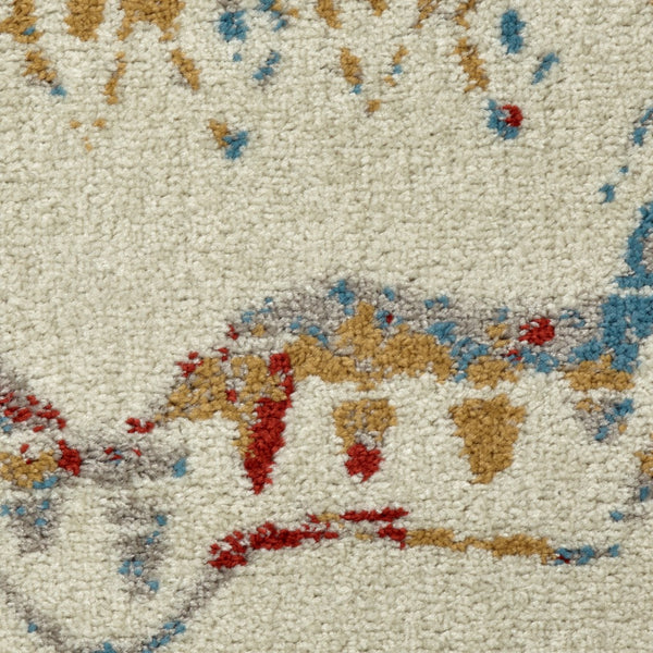 5' x 7' Cream Abstract Berber Pattern Area Rug