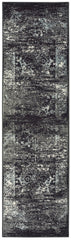 2' x 7' Black Distressed Abstract Runner Rug