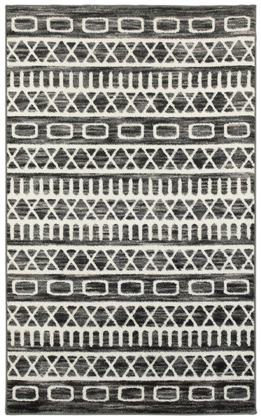 8' x 10' Black and White Geometric Area Rug