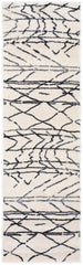 2' x 7' Cream and Black Distored Berber Runner Rug