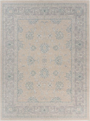 8' x 9' Blue and Beige Ornate Bordered Area Rug