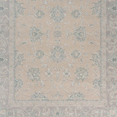 8' x 9' Blue and Beige Ornate Bordered Area Rug