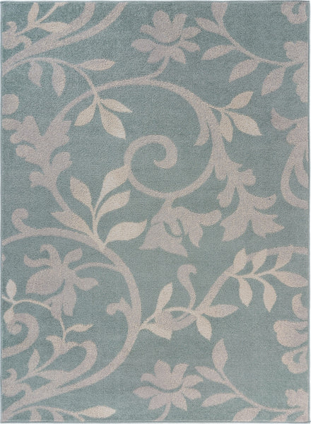 5' x 7' Green and Gray Filigree Vines Area Rug