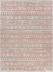 5' x 7' Blush and Beige Geometric Striped Area Rug